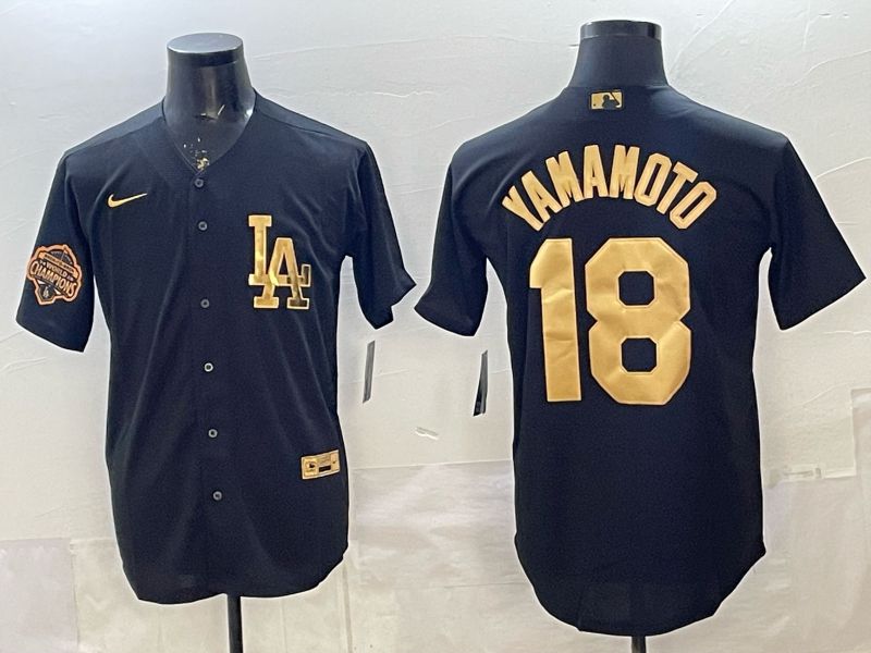 Men Los Angeles Dodgers #18 Yamamoto Black Gold 2026 Nike Game MLB Jersey 004->los angeles dodgers->MLB Jersey
